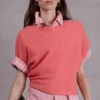 Abeno alpaca top in bright coral