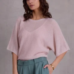 Abeno alpaca top in desert sand