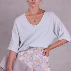 Almelo alpaca top in ice blue