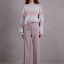 Alvito gestreepte trui in desert sand en ice blue