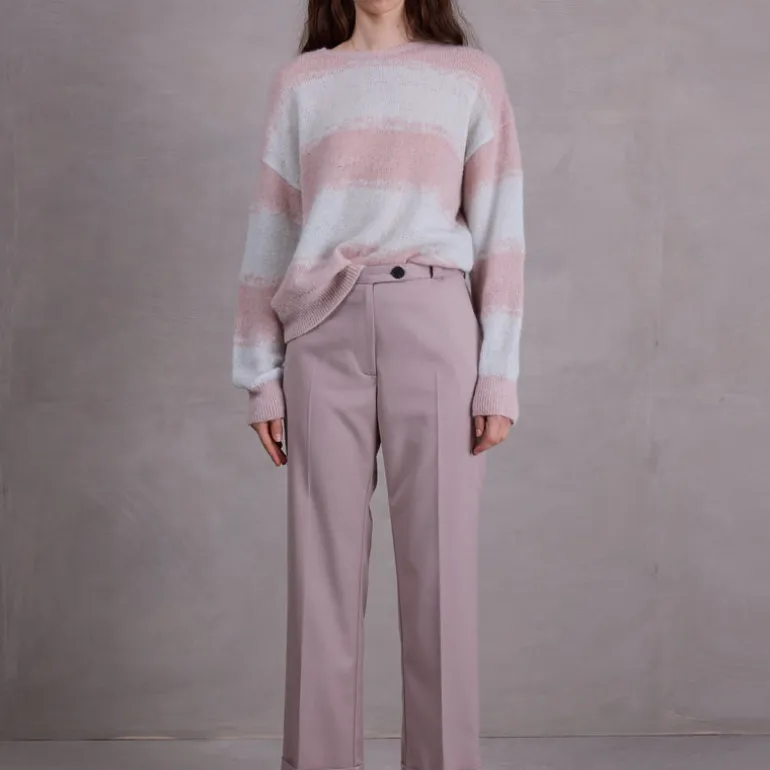 Alvito gestreepte trui in desert sand en ice blue