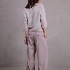 Avoine alpaca trui in desert sand met ice blue