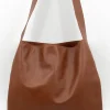 Big crossbody handtas in cognac nappaleer