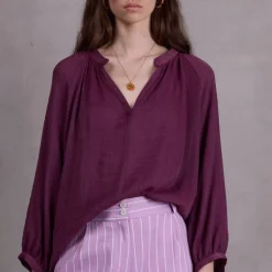 Binte bordeaux plissé blouse