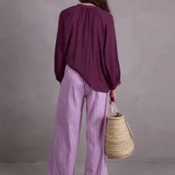 Binte bordeaux plissé blouse