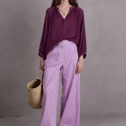 Binte bordeaux plissé blouse