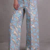 Bolivar broek in blue archipel jacquard