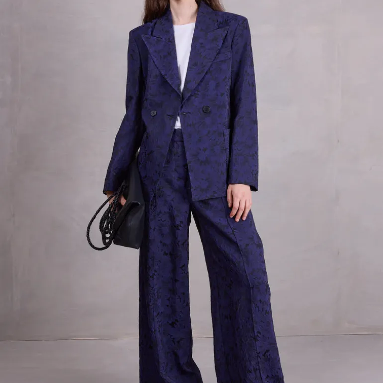 Bolivar broek in night blue daisy
