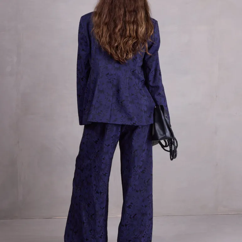 Bolivar broek in night blue daisy