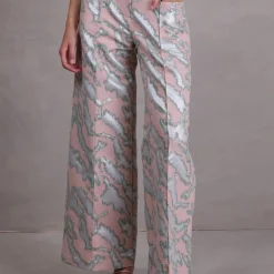 Bolivar broek in pink archipel jacquard
