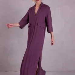 Bonita jurk in aubergine Tencel