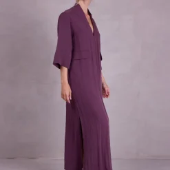 Bonita jurk in aubergine Tencel