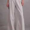 Cezar broek in sand herringbone