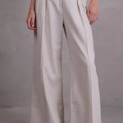 Cezar broek in sand herringbone