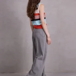 Cezar broek in steel grey herringbone