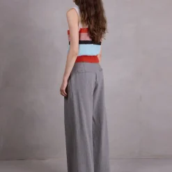 Cezar broek in steel grey herringbone