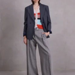 Cezar broek in steel grey herringbone