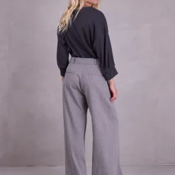 Cezar broek in steel grey herringbone