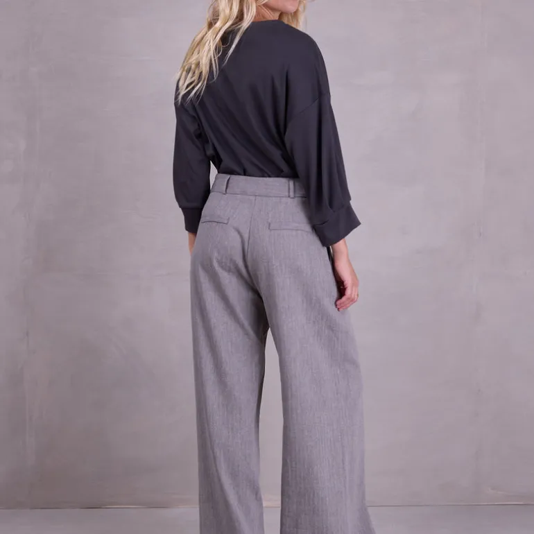 Cezar broek in steel grey herringbone