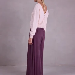 Clinton broek in aubergine Tencel