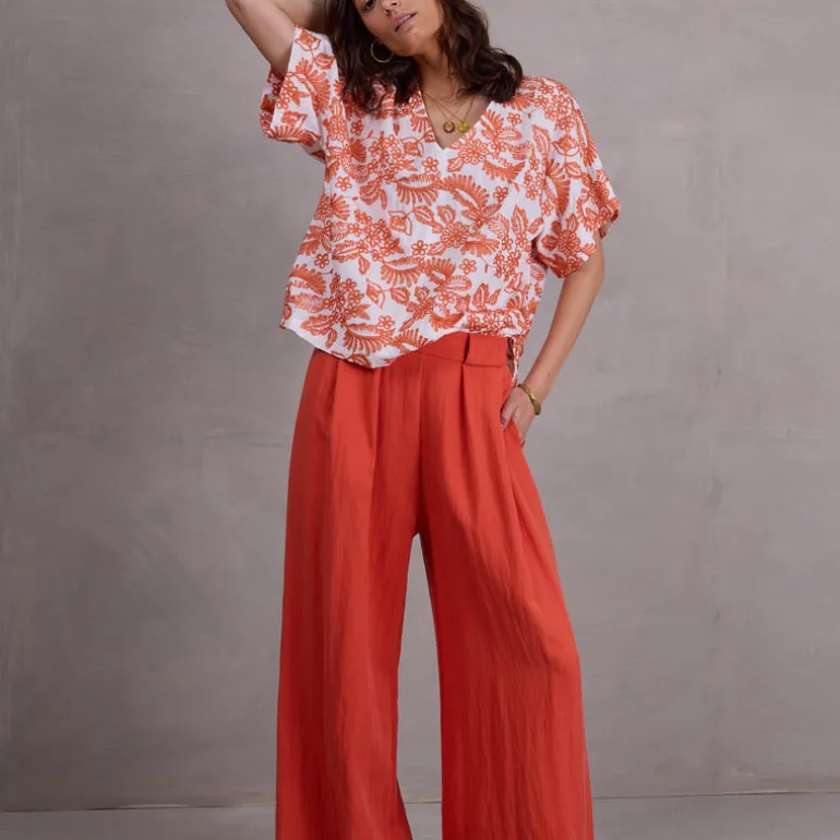 Clinton broek in flame Tencel