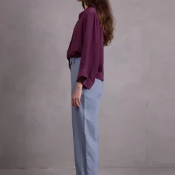 Clotilde bordeaux plissé blouse