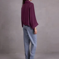 Clotilde bordeaux plissé blouse