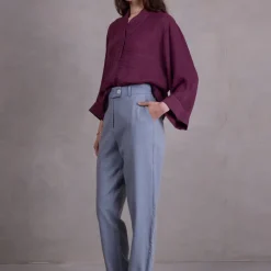 Clotilde bordeaux plissé blouse