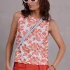 Danielle broderie top in shiny orange