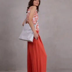 Danielle broderie top in shiny orange