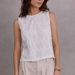 Danielle ecru broderie top