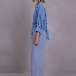 David broek in dusk blue herringbone