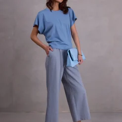 David broek in dusk blue herringbone