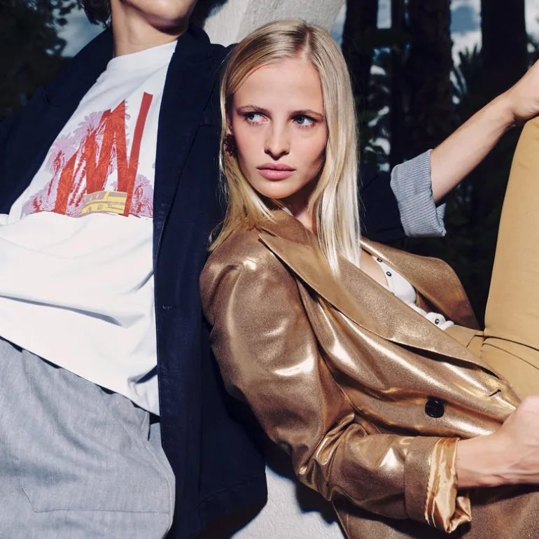 Davos blazer in gold disco twill