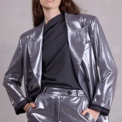 Davos blazer in silver disco twill
