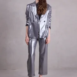 Davos blazer in silver disco twill