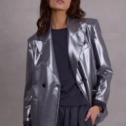 Davos blazer in silver disco twill
