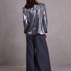 Davos blazer in silver disco twill