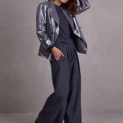 Davos blazer in silver disco twill