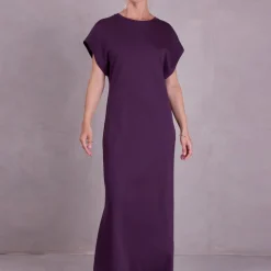 Denise jurk in aubergine