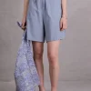 Diede short in dusk blue herringbone