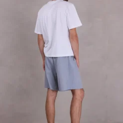 Diede short in dusk blue herringbone
