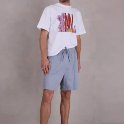 Diede short in dusk blue herringbone