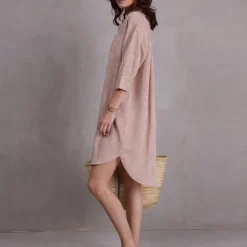 Duran hemdsjurk in biscuit brown stripes