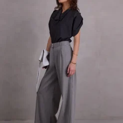 Edward broek in steel grey herringbone