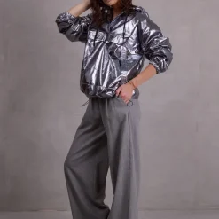 Edward broek in steel grey herringbone