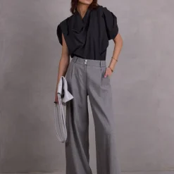 Edward broek in steel grey herringbone