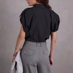 Edward broek in steel grey herringbone