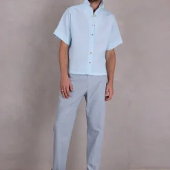 Falma light blue gestreept hemd
