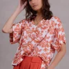 Faro broderie blouse in shiny orange